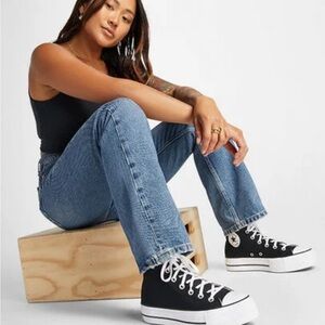 Converse platform high tops black size 7.5